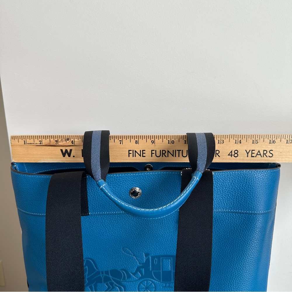 Coach Jes Tote Horse and Carriage Leather Silver Blue Jay 1896 - Picture 14 of 17